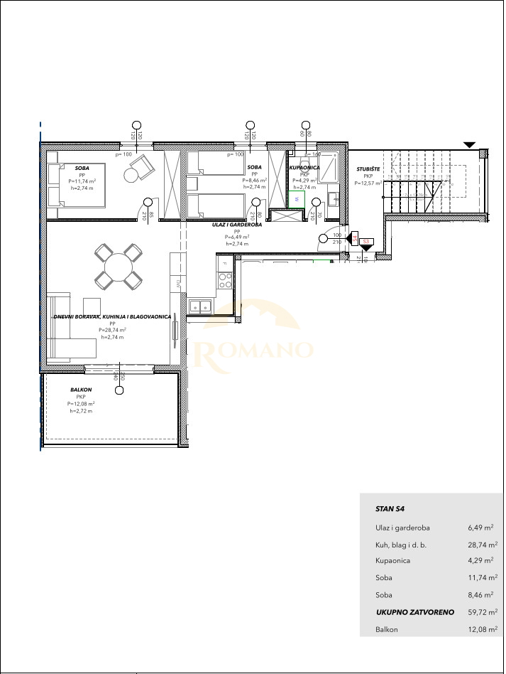 Appartamento bilocale con vista mare a Čiovo, zona Salduna vicino al campeggio Rožac - 64 m2